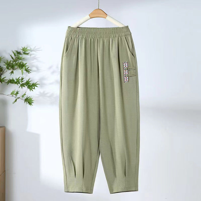 🔥【Zľava na nový produkt】🔥【M-4XL】👖Dámske letné tenké priedušné bavlnené a ľanové nohavice, módne ležérne deväťbodové nohavice