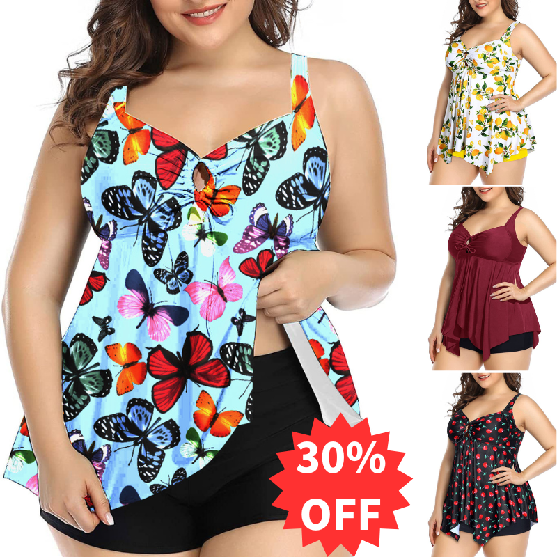 🌴👙【S-5XL】Nové letné plážové dámske plavky, dvojdielne plavky veľkej veľkosti (vrchný + spodný diel)