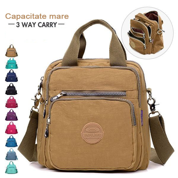 【La modă și versatilă】🎒Geantă cu fermoar dublu, geantă de mână, geantă de umăr