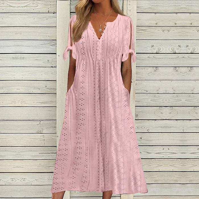 【🏆Hot Product】👗Jednoduché a krásne jednofarebné šaty 3916532