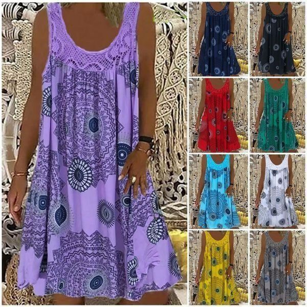 💖👗【S-5XL】 Čipkované plisované šaty bez rukávov-3694585