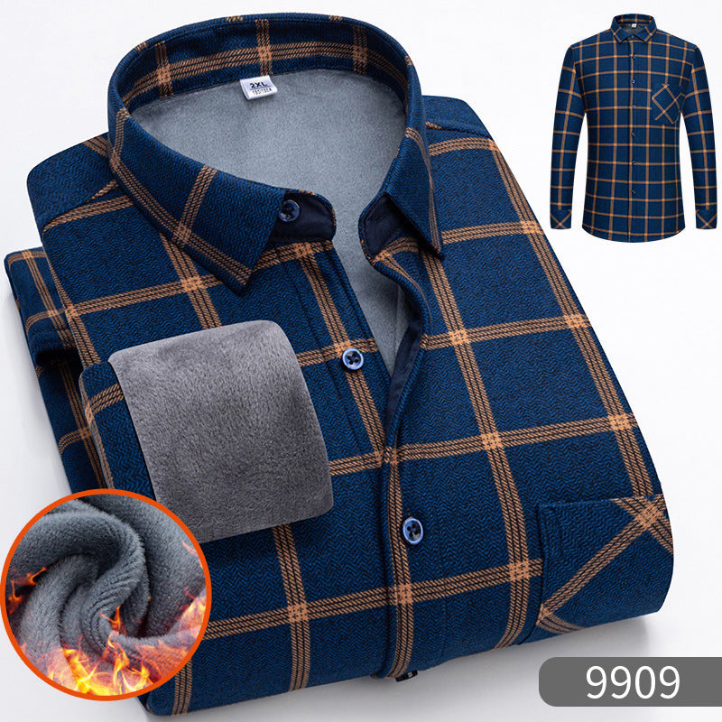 🔥【VENTA CALIENTE】🔥👔【L-5XL】 Camisa de negocios de manga larga cálida para otoño e invierno