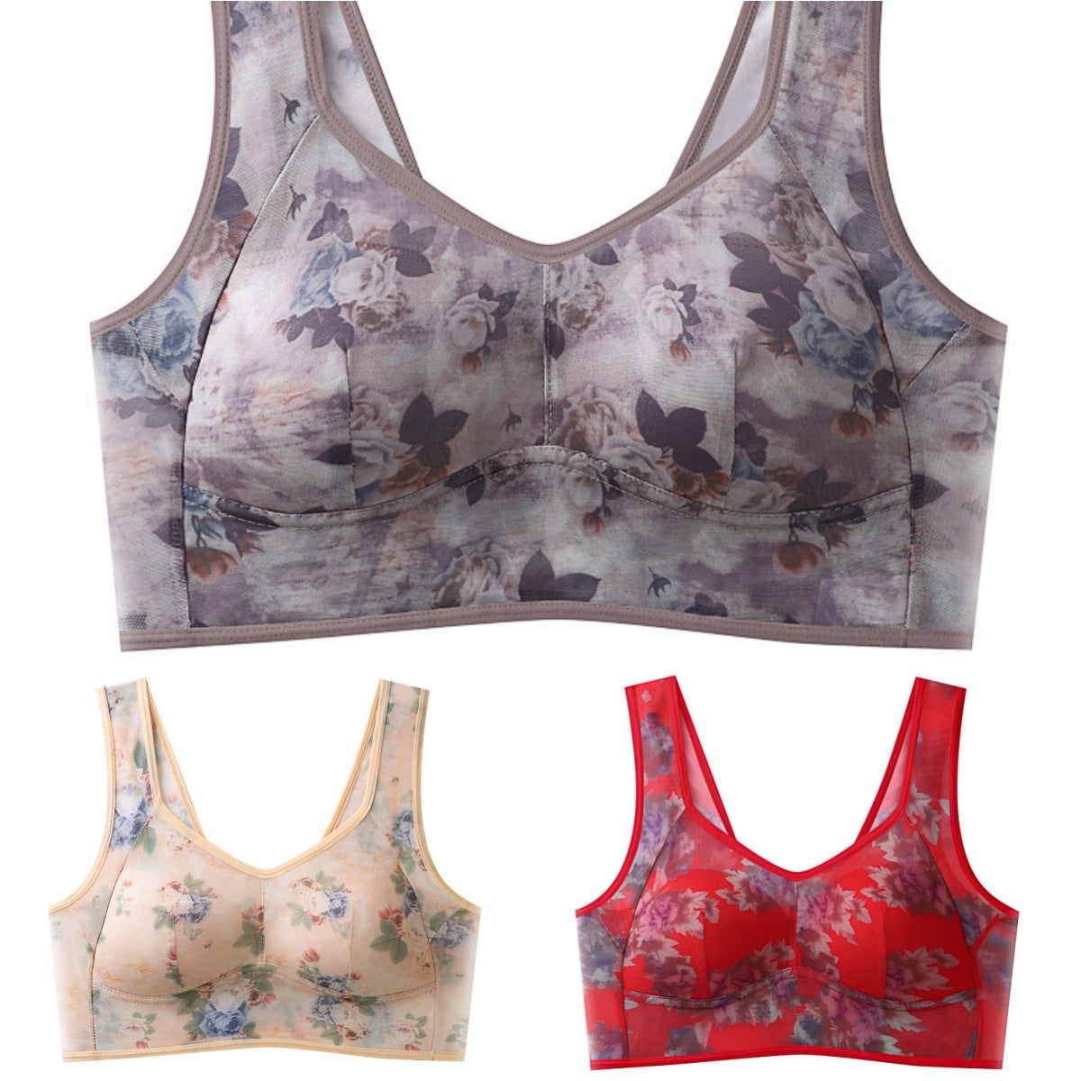 💥【Pachet de 3】Sutien push-up de înaltă calitate, sutien din mătase rece și confortabil