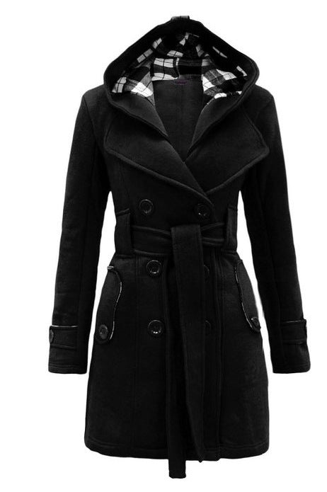 ✨【ZĽAVA 30 %】【S-3XL】Dámska stredne dlhá teplá bunda s kapucňou 3834907