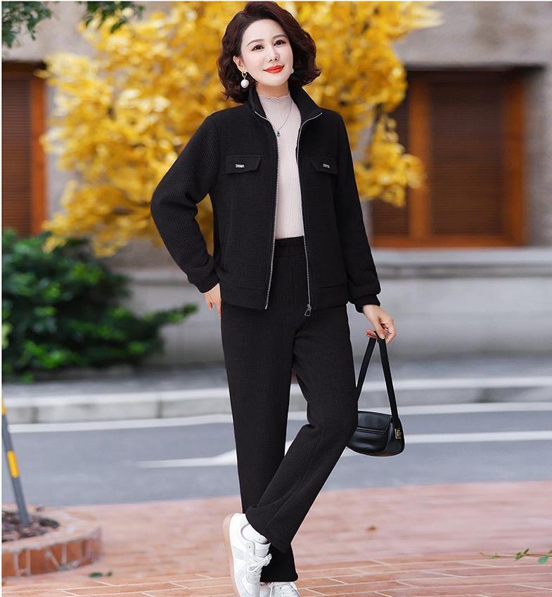 🔴💥【M-4XL】Conjunto deportivo casual para mujer de nueva moda de primavera y otoño, con diseño elegante, holgado, cálido y grueso de dos piezas.