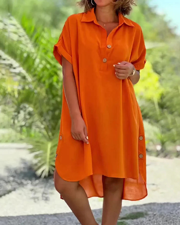 🔥👗【S-5XL】Rochie casual din șifon, culoare uni, pentru femei, nouă 2025, respirabilă și confortabilă