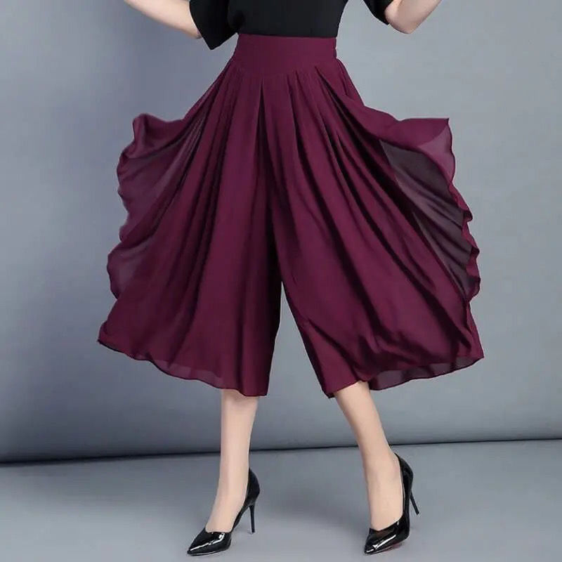 🔥🔥【52-115KG】2025 New Fashion Ice Silk Pantaloni din șifon subțiri cu talie înaltă