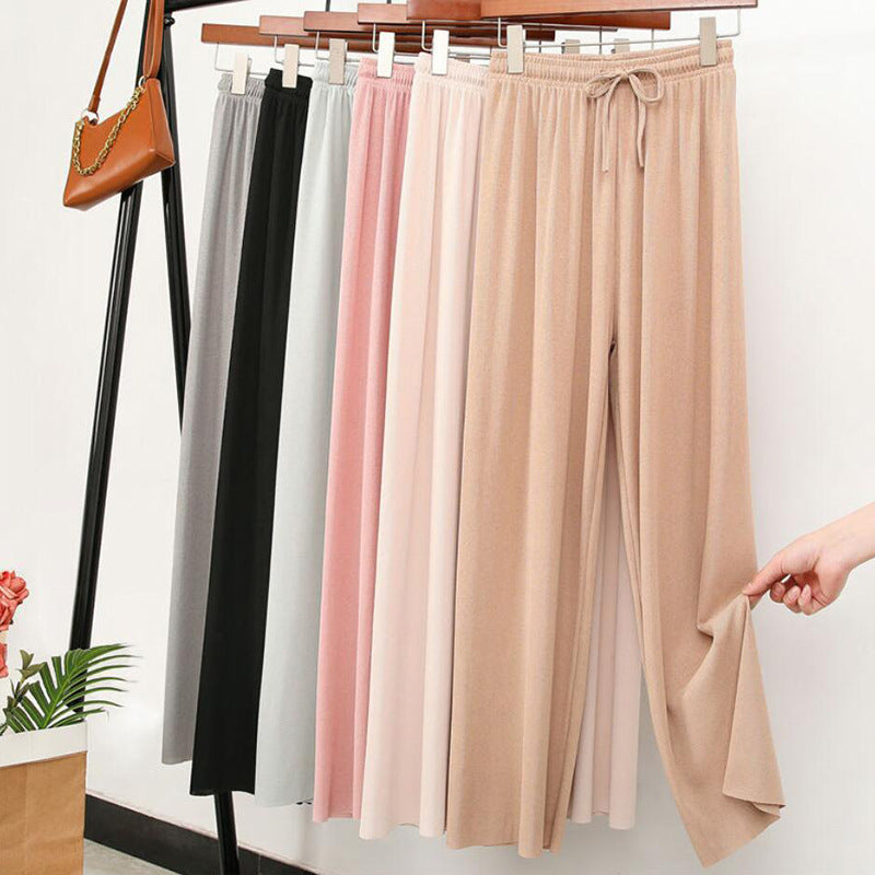 💥🌸 Pantaloni largi casual pentru femei, pantaloni de vară, pantaloni largi moi cu talie înaltă