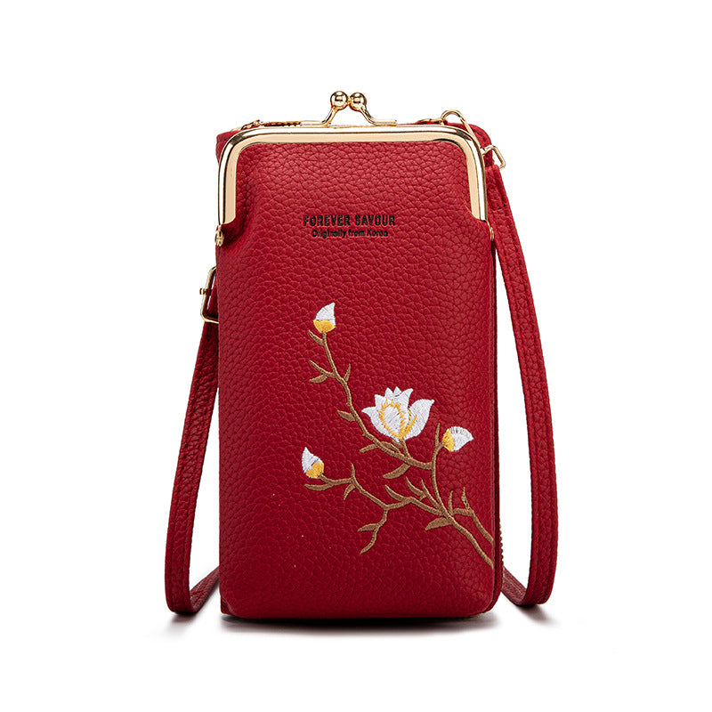 🔥Ponuka posledného dňa - zľava 49 %👜 Cartera cruzada para mujer en piel de vacuno con bordado y correa para el hombro 2025🎁