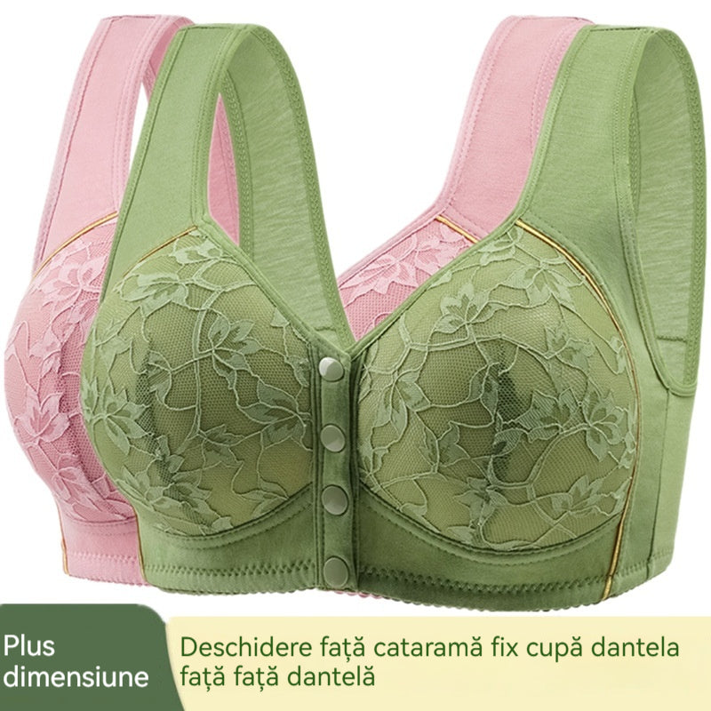 😍【Pachet de 5 bucăți】Sutien confortabil de damă din bumbac cu închizătoare frontală🎉【40-120kg】