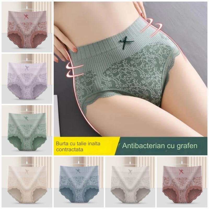 ✔🔥【Cumpărați 4, primiți 4 gratuit】🔥Slip de damă cu talie înaltă, antibacteriană, absorbantă de umiditate