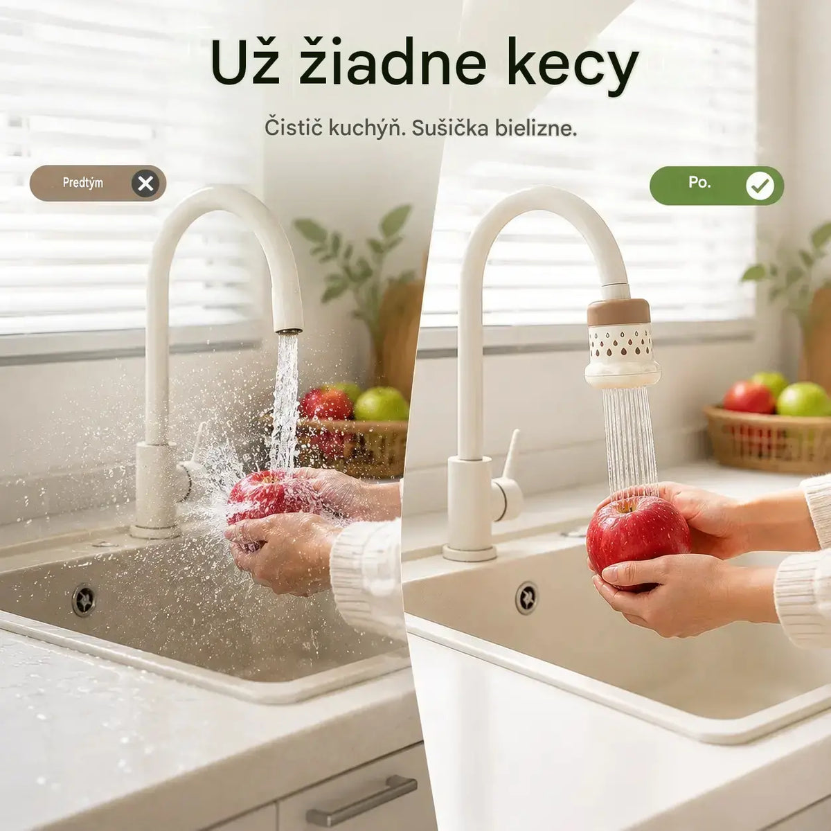 💦 Vodovodný filter odolný voči striekajúcej vode – 360° – Šetrí vodu viac a je efektívnejší, lepšie výsledky umývania