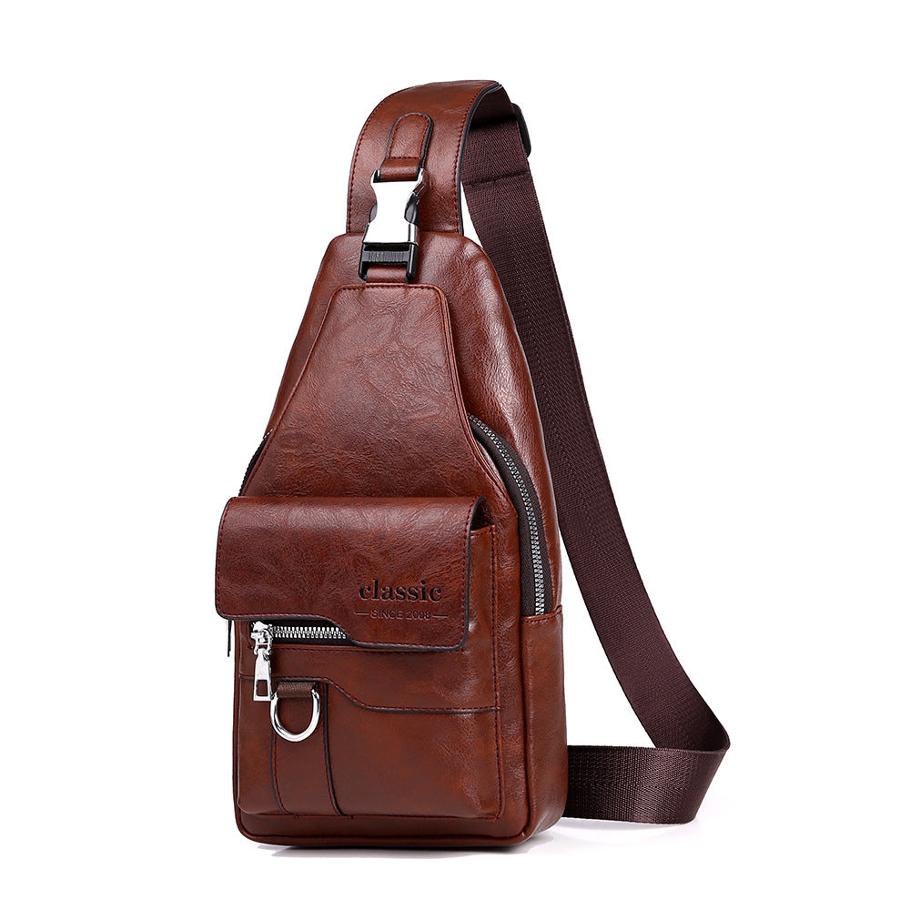 💯🎁Bolso bandolera retro impermeable de piel sintética para hombre.