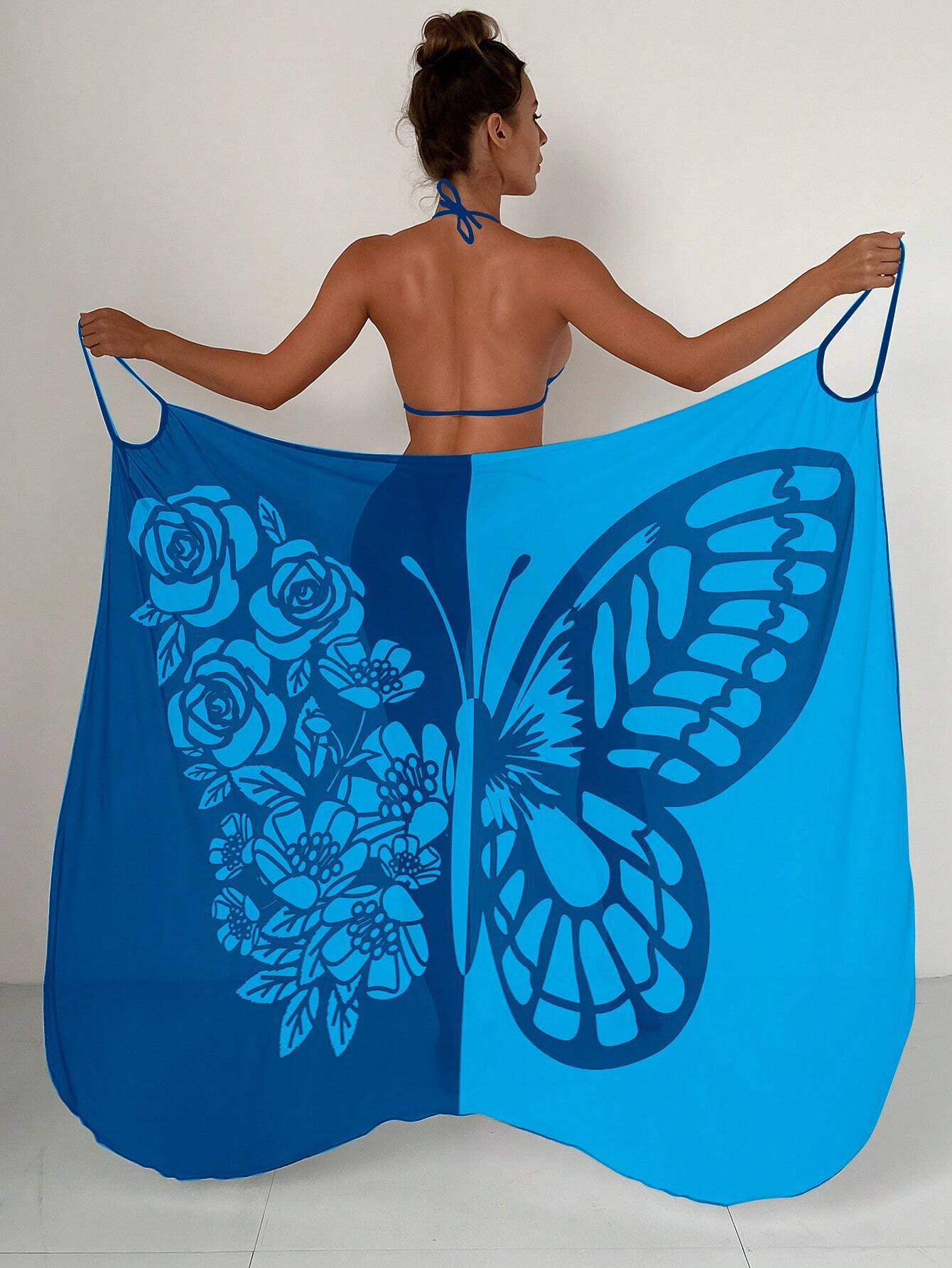 ✨【Nuevo producto con descuento】🦋🦋Nuevo traje de baño playero de gasa con estampado de mariposas para mujer 2025