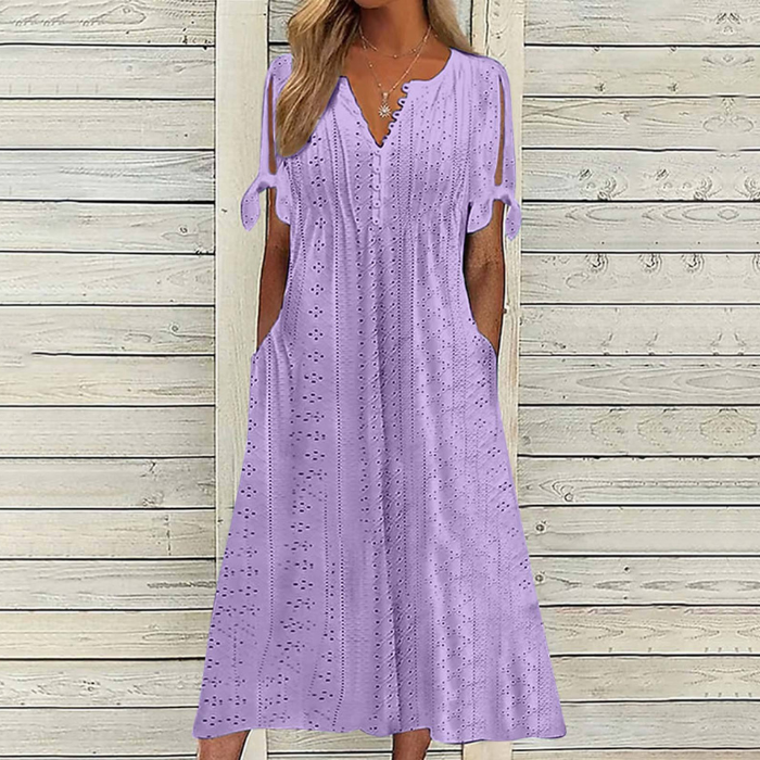 【🏆Hot Product】👗Jednoduché a krásne jednofarebné šaty 3916532