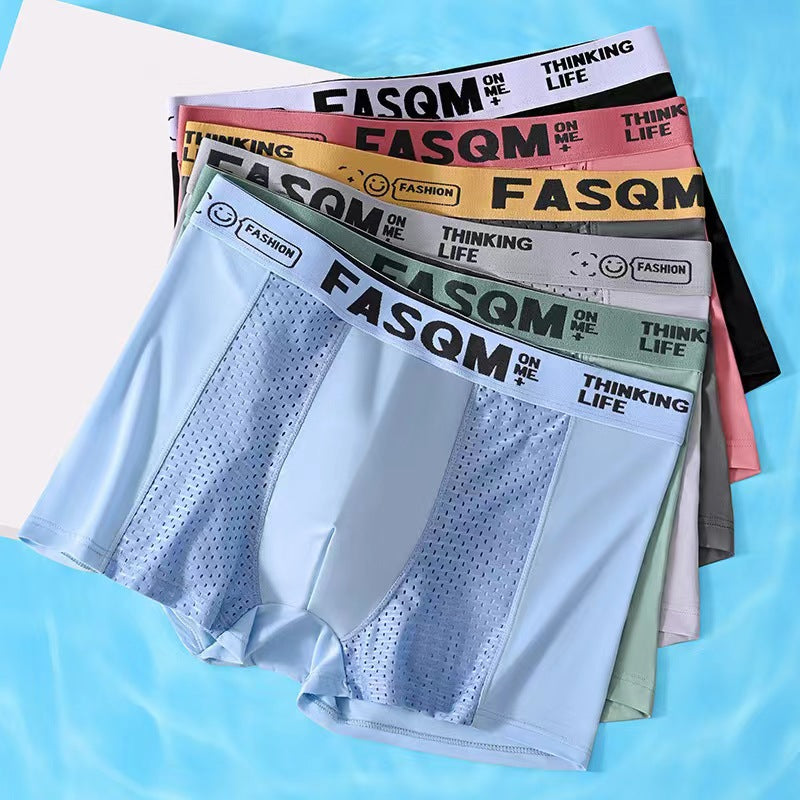 【Compre 3 y obtenga 3 gratis】Calzoncillos bóxer de malla transpirable de seda helada para hombre