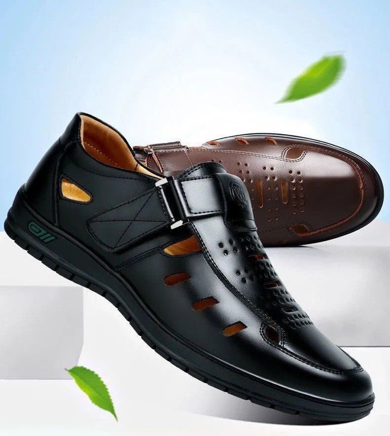 👞🧊 Pánske letné kožené sandále, kožené topánky Baotou, mäkké, priedušné 3710114