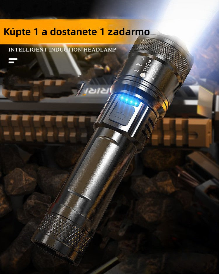 🔥 50 % ZĽAVA 🔥 - vysokosvietivá LED nabíjateľná taktická laserová baterka 3792096