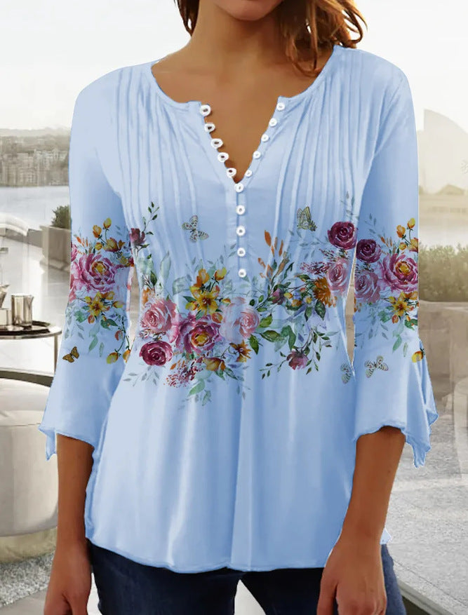 🎉Sorpresa 🎉【Oferta por tiempo limitado】 Camiseta de cuello en V de moda para mujer 【S-5XL】