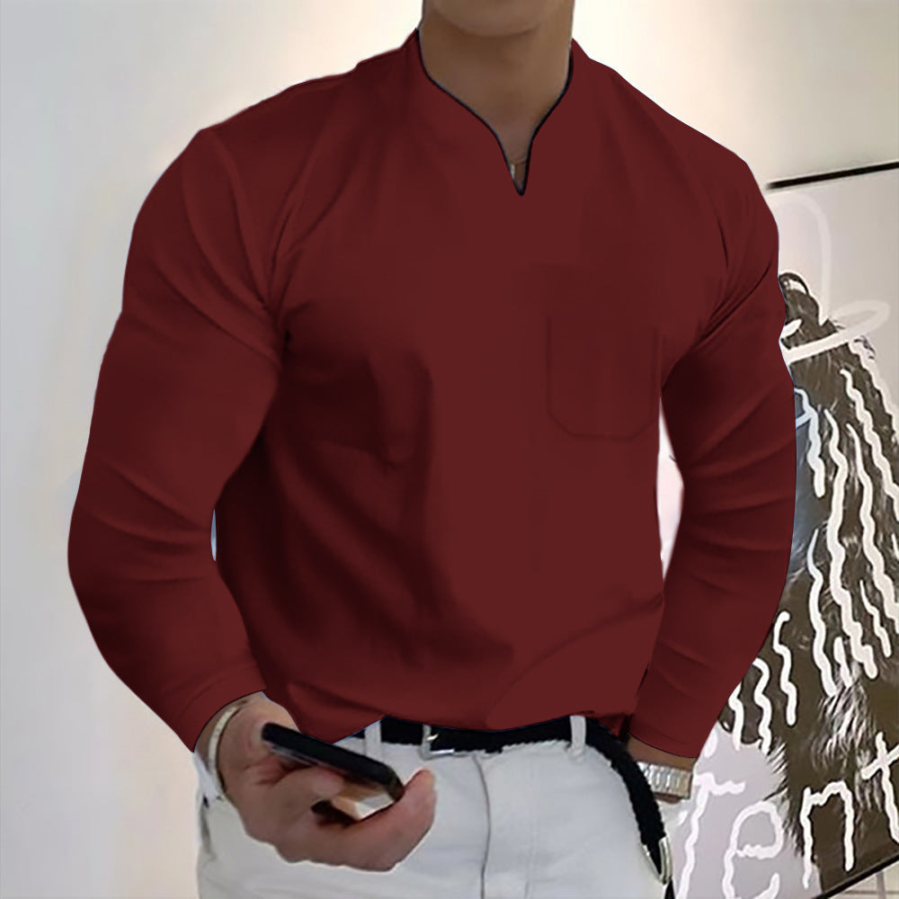 🔥🔥 【S-5XL】 Nové pánske elastické bavlnené tričko s výstrihom do V