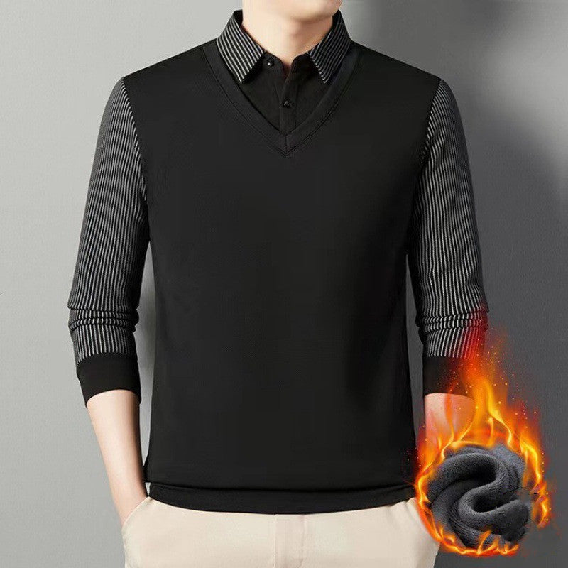 👔Pulover bărbătesc din fleece, gros și cald, din chenille artificială, format din două piese 3752015