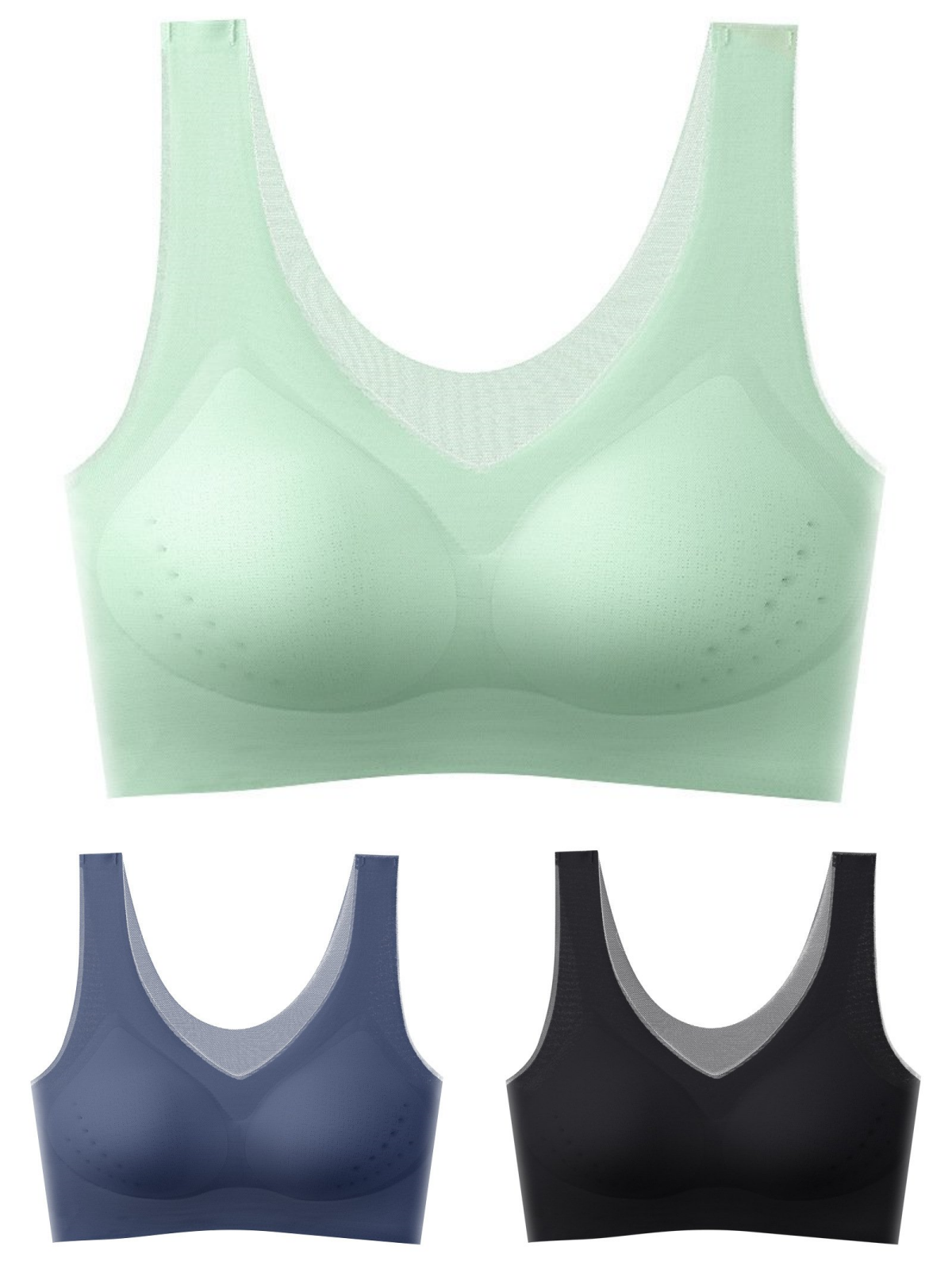 🌟【1 set = 3 bucăți】Sutien push-up fără cusături din mătase glacială 2025 ❄️Super confortabil | Potrivit pentru 40-120 kg | Confortabil și respirabil
