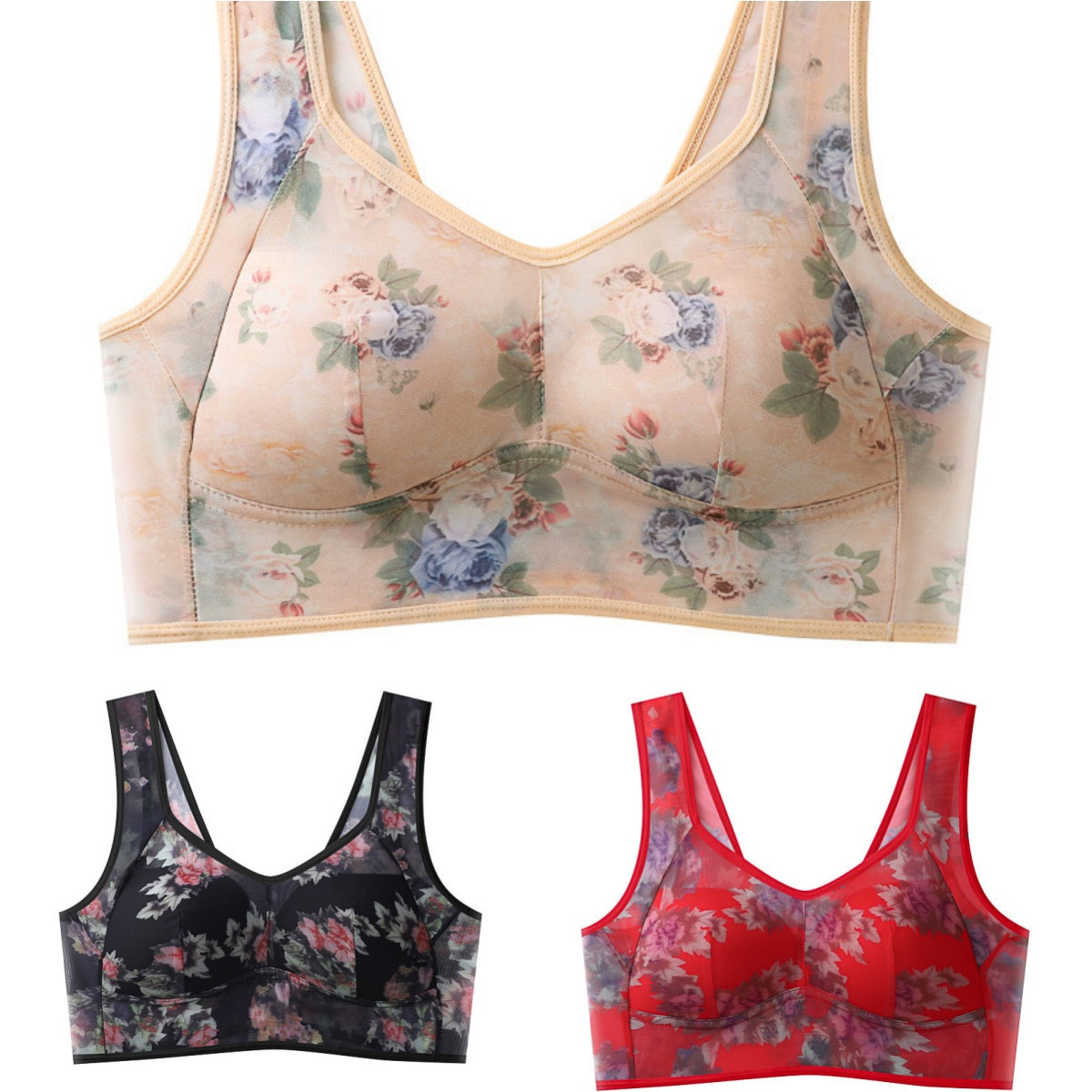 💥【Pachet de 3】Sutien push-up de înaltă calitate, sutien din mătase rece și confortabil
