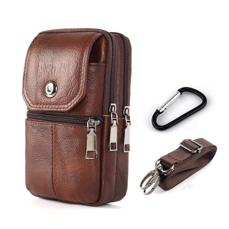 🔥【50% de descuento】Riñonera de cuero genuino para hombre con diseño mixto (bandolera/bolso de hombro)