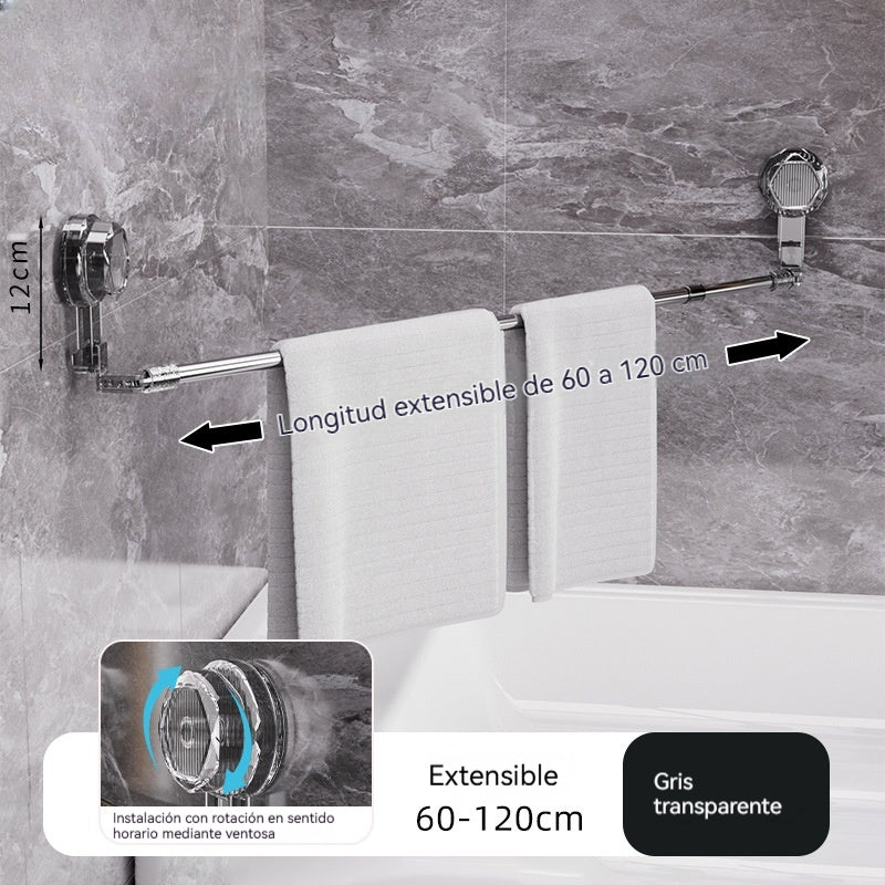 🚿✨【60-120cm】Nastaviteľná prísavková tyč na uteráky: Nie je potrebné vŕtať, nepoškodzuje sa, pohodlne sa drží.