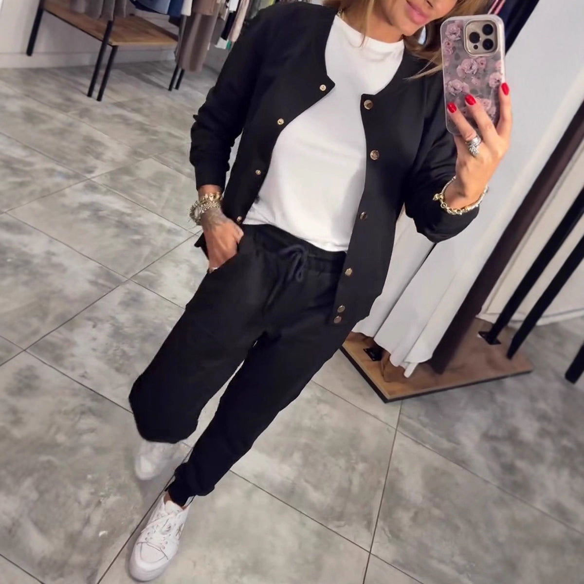 🧥🌙Pohodlná a stylová, s vynikajícím komfortem – ležérní sada mikiny a bundy je nyní k dispozici! 💃【Top + kalhoty】