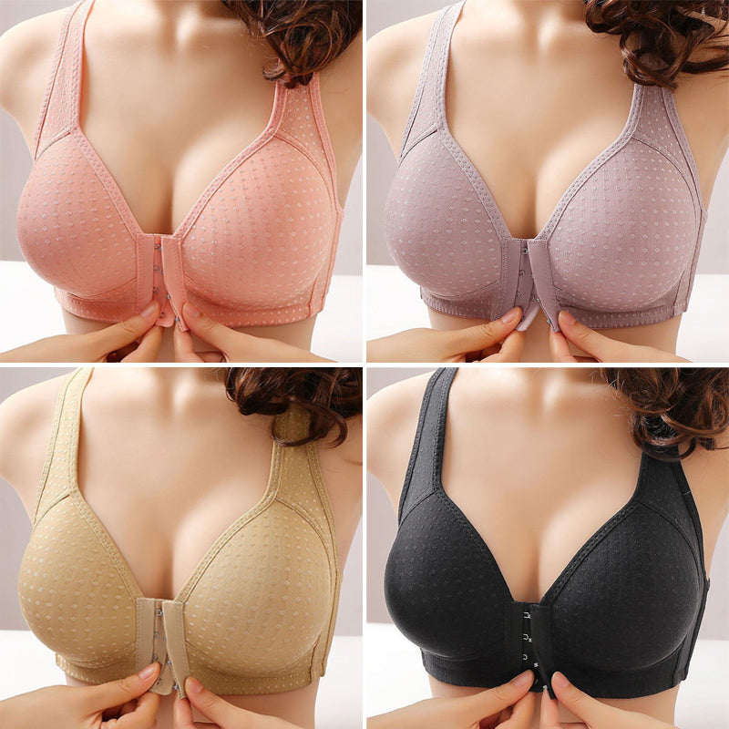 👙🎉Reducere mare 【Set 4 piese】 【40-100KG】 Sutien subțire, cu închidere frontală, push-up, fără inel de oțel
