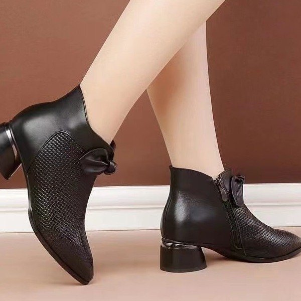 👠【35-40】Ghițe de damă cu talpă groasă, din piele, stil retro, toamna și iarna 2025