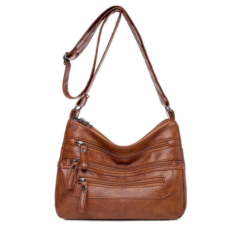 🔥【30% de descuento】Nuevo bolso bandolera de piel lavada de gran capacidad para mujer