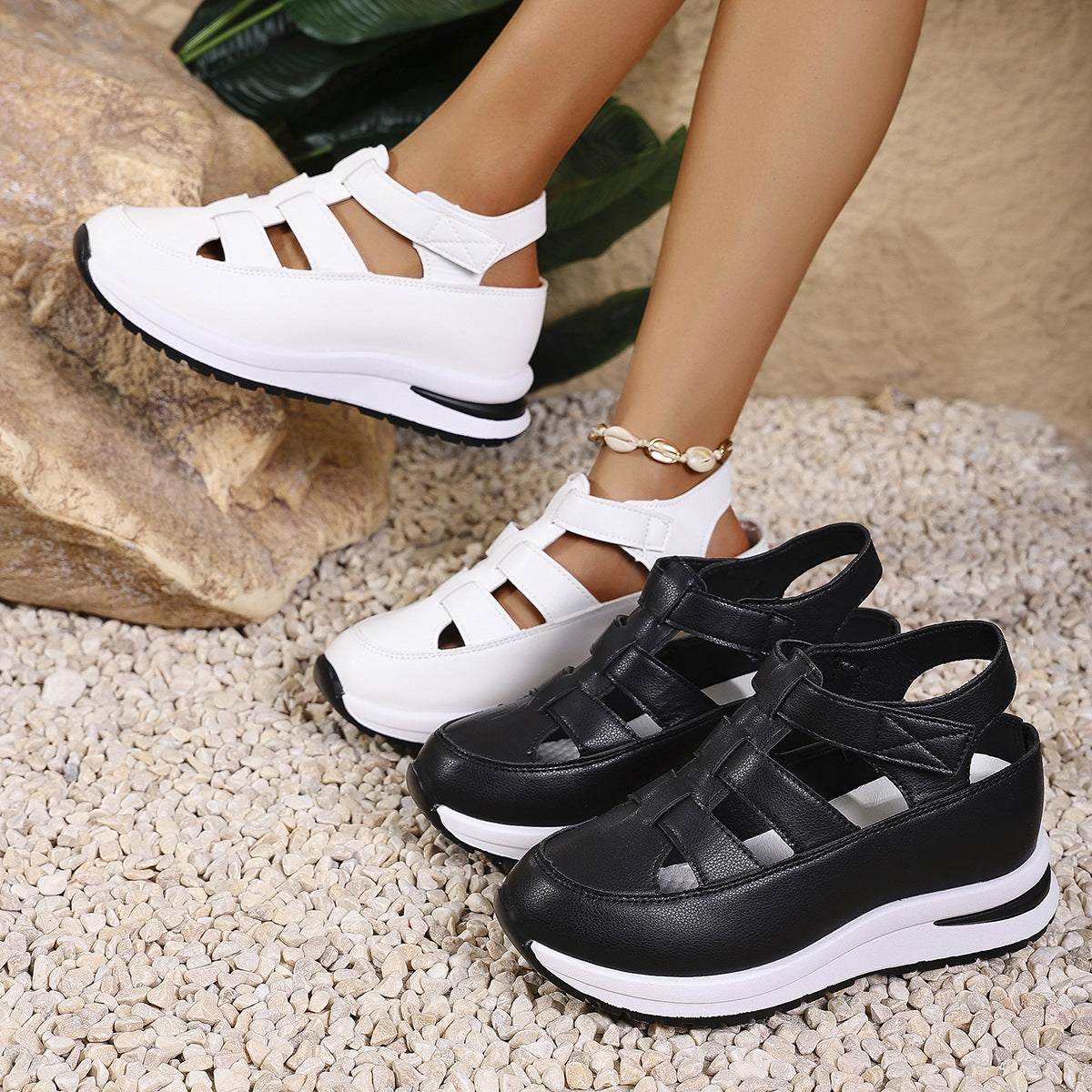 🏆【🔥Vânzare la cald】👡【35-43】2025 sandals casual cu pincul rotund înălțat, respirabil, cu fundul gros