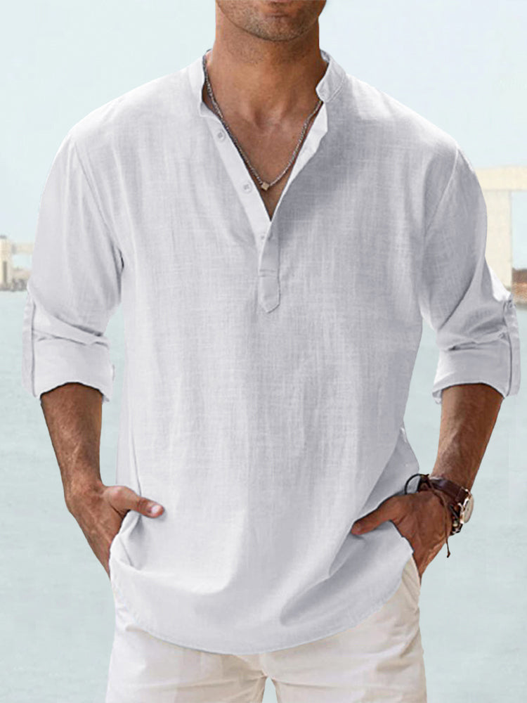 🤩【S-5XL】Tricou casual bărbătesc cu mânecă lungă, din bumbac și in 3705660