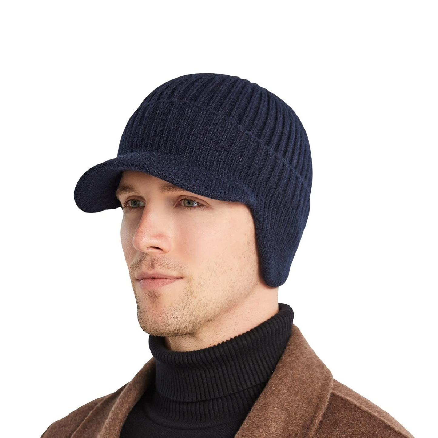 🔥 Pánska teplá zimná pletená čiapka s klapkami na uši, bežná veľkosť/teplá podšívka