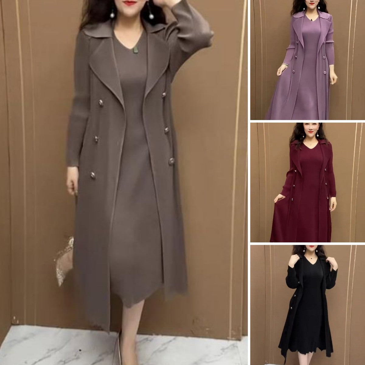 🍂【M-4XL】Jachetă de toamnă elastică, imitație de vânt, din două piese, 3746971