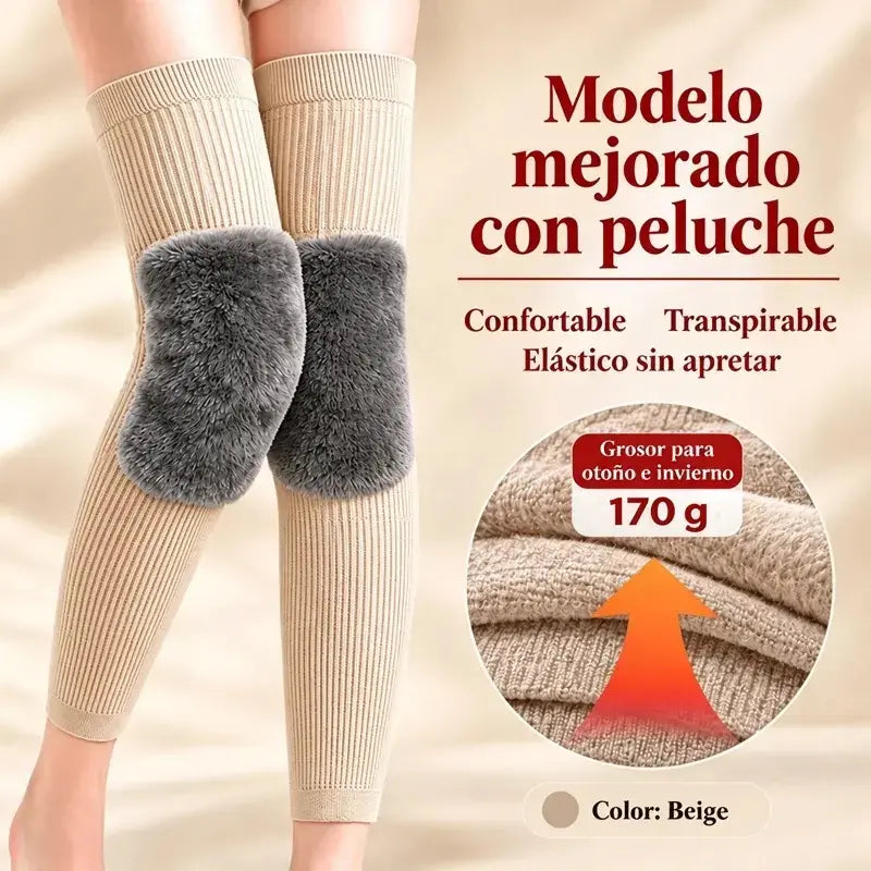 🦵 Calentadores de rodilla cálidos para el invierno · Estilo extralargo con forro mullido · ¡Protección extendida para rodillas y piernas!