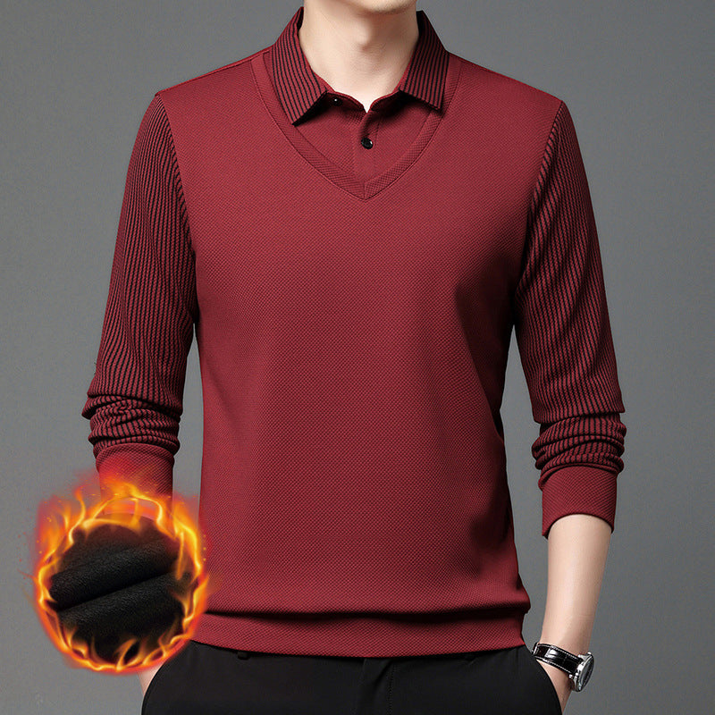 【M-4XL】Dvojdielne tričko POLO s falošnými pruhmi 3842220
