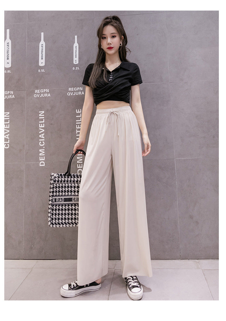 💥🌸 Pantaloni largi casual pentru femei, pantaloni de vară, pantaloni largi moi cu talie înaltă