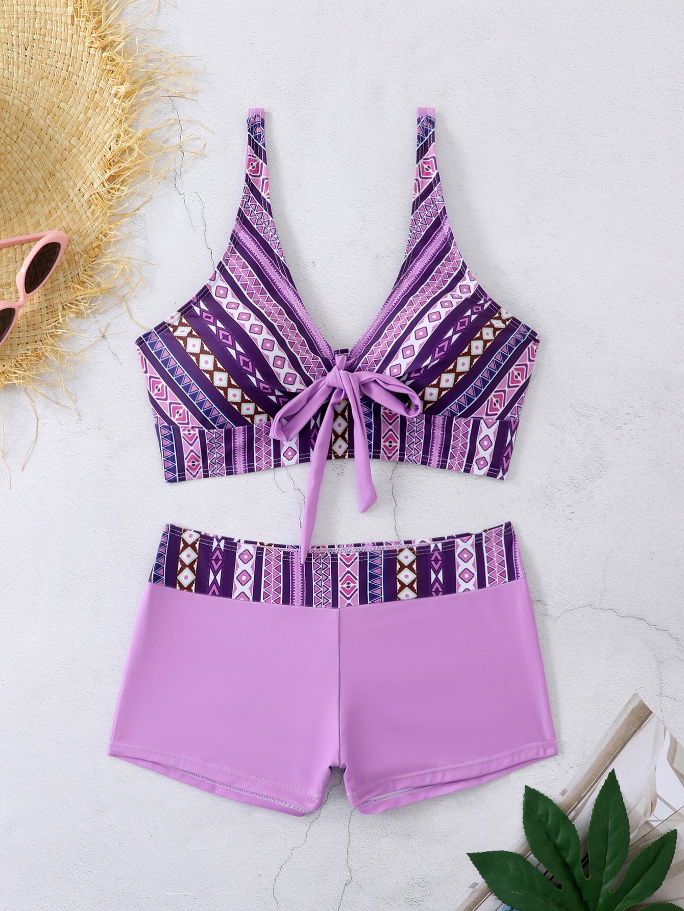 🏊👙【Kúp 1 a 1 dostaneš zadarmo】【S-5XL】🌴 Letné nové elegantné veľké plavky s potlačou, rýchloschnúce dvojdielne plavky