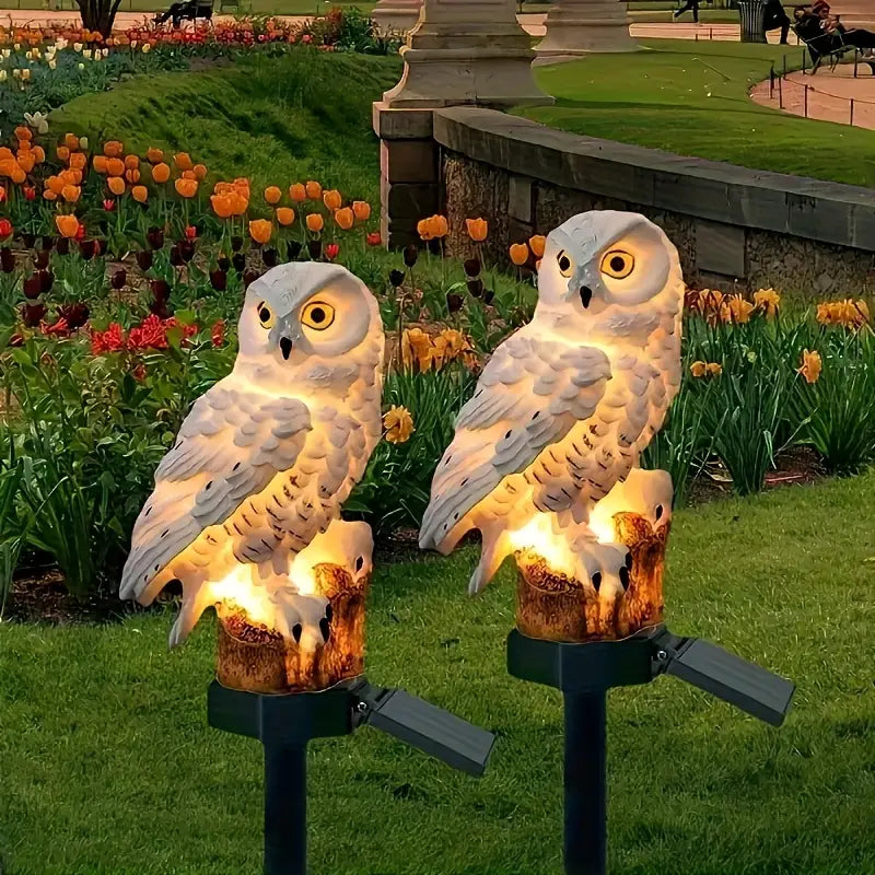 🦉 Lampă solară decorativă în formă de bufniță - Lumină caldă pentru grădina ta