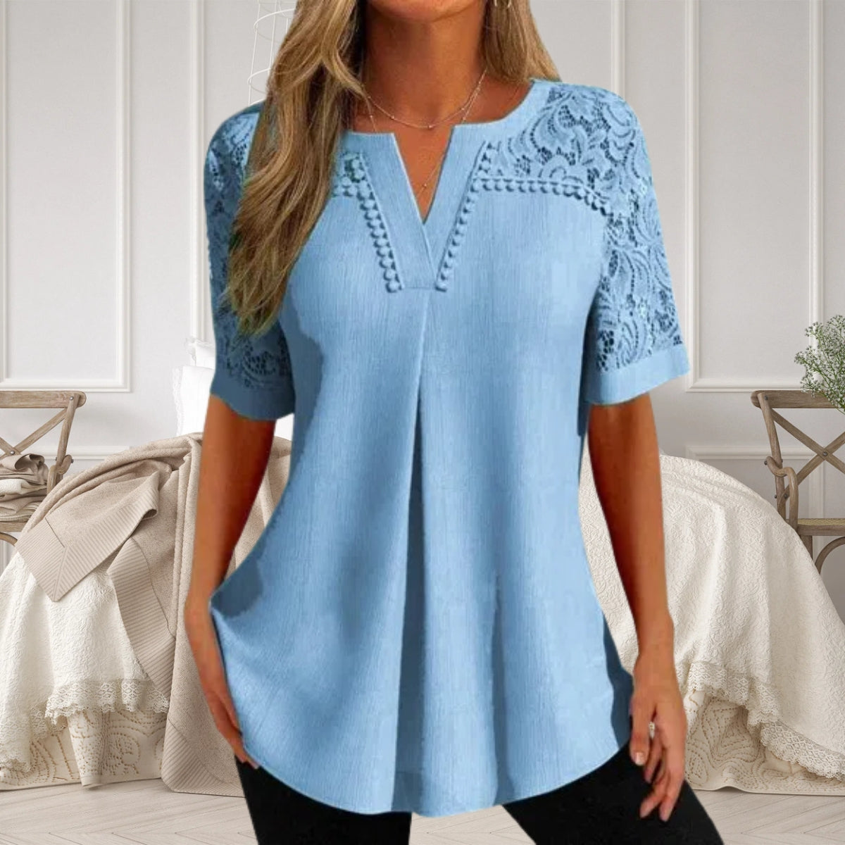 💕【Horúca zľava】✨【S-6XL】Dámske čipkované krátkorukávové šaty, nová módna kolekcia
