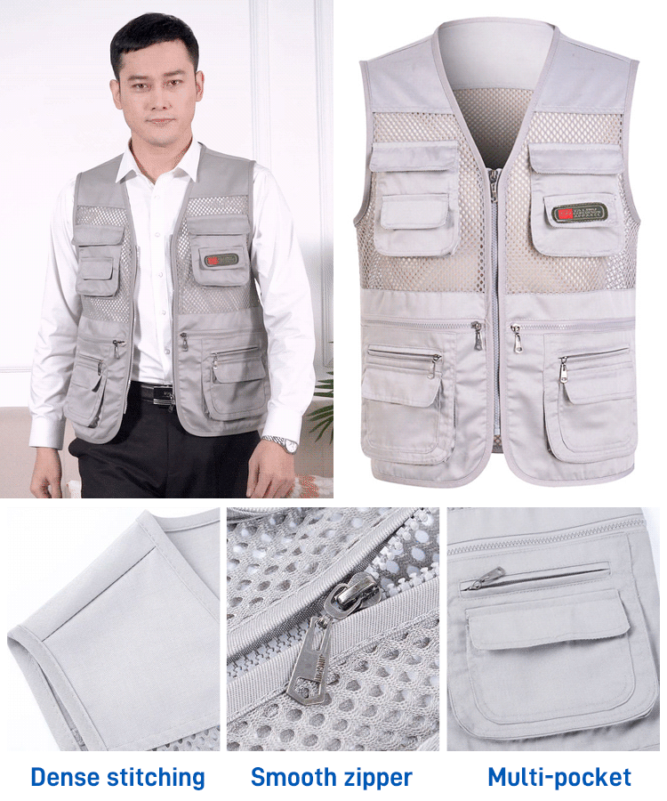 🔥🔥Ležérna funkčná vesta s viacerými vreckami, pohodlné a priedušné【XL-4XL】