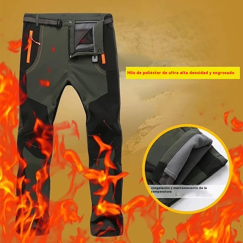 【💥Alta calidad】【S-5XL】Pantalones de senderismo para hombre, suaves, impermeables, a prueba de viento, transpirables, cálidos y gruesos, de polar para deportes al aire libre.