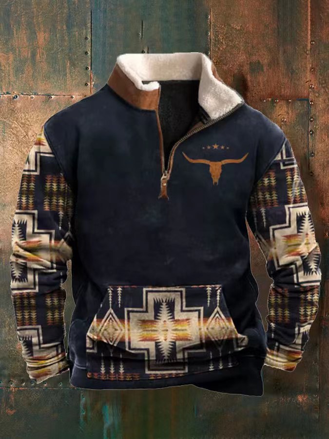 👕【Reducere 50%】【S-4XL】Pulover bărbătesc călduros cu mânecă lungă și imprimare 3D, la moda toamnă-iarnă 2024 3801584