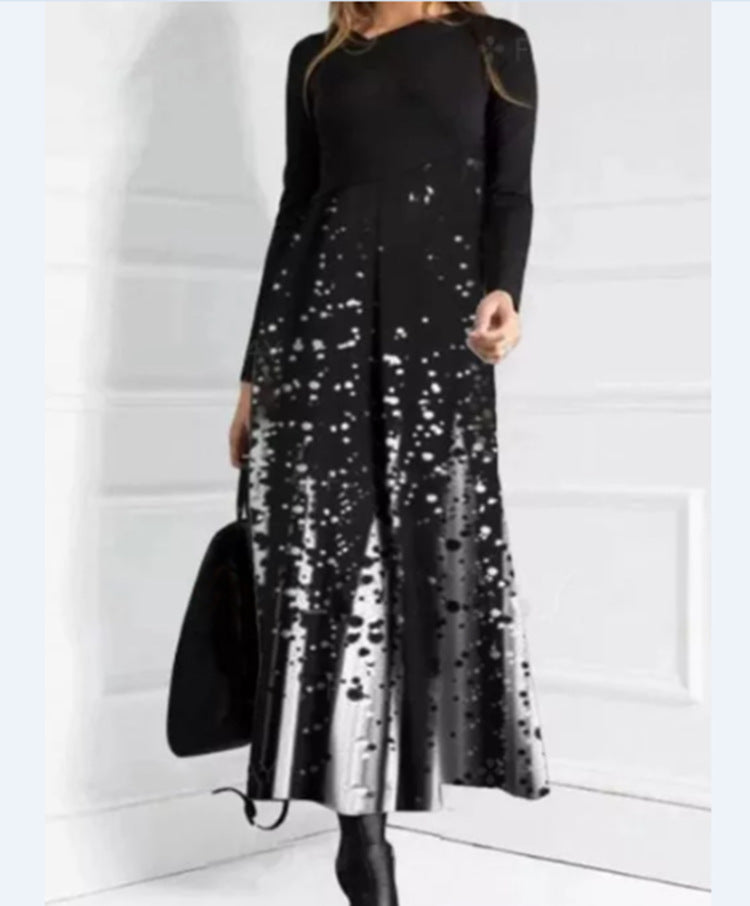 👗【S-3XL】Nové jesenné a zimné dámske patchworkové šaty s dlhým rukávom 3851088