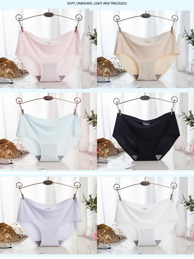 😍🛒【6 kusov】Dámska bezšvová spodná bielizeň z ľadového hodvábu,💕 látka je mäkká, pohodlná a priedušná, antibakteriálna