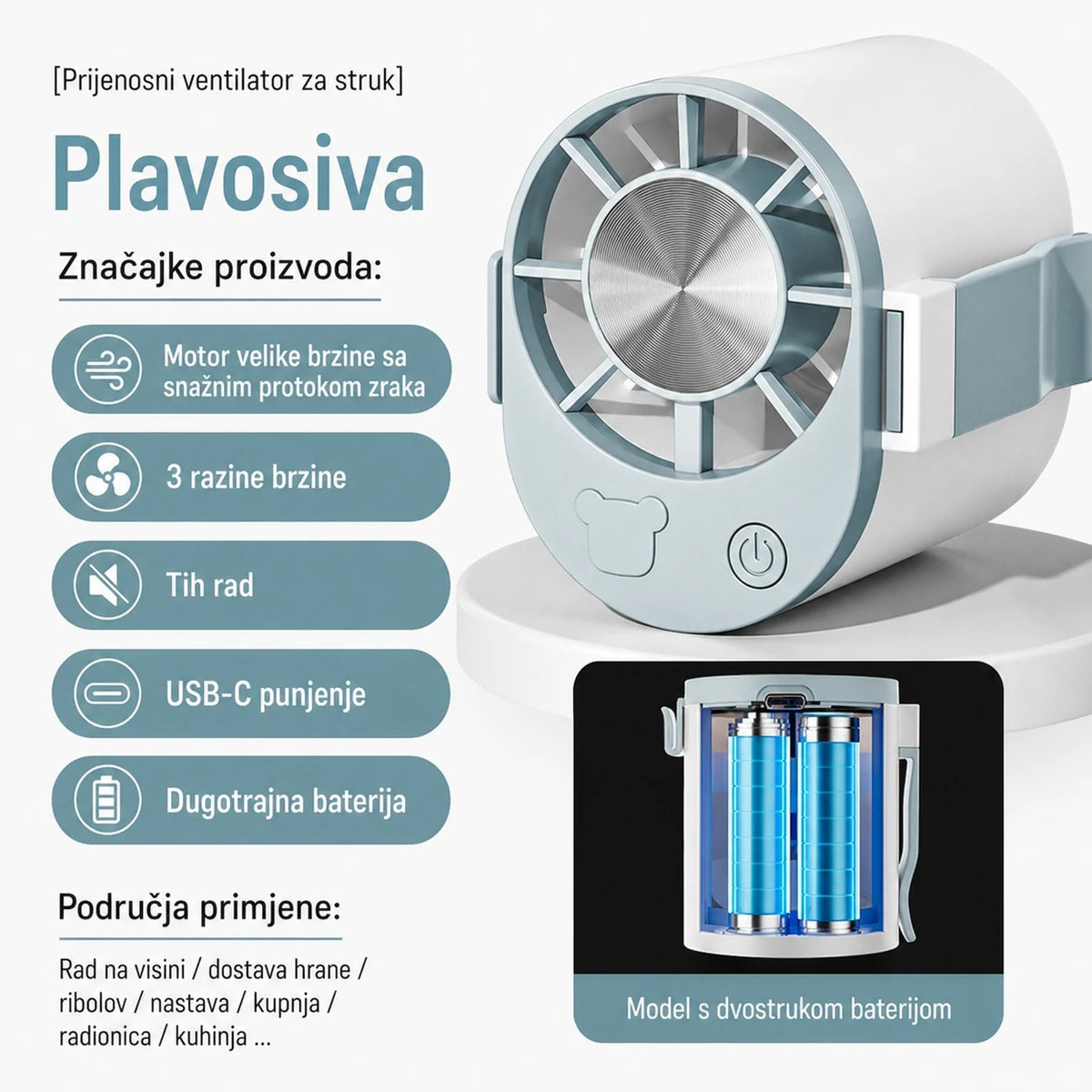 🔥【Kupite 1 i dobijte 1 gratis】🌀 Mini ventilator velike brzine koji se može pričvrstiti za struk.