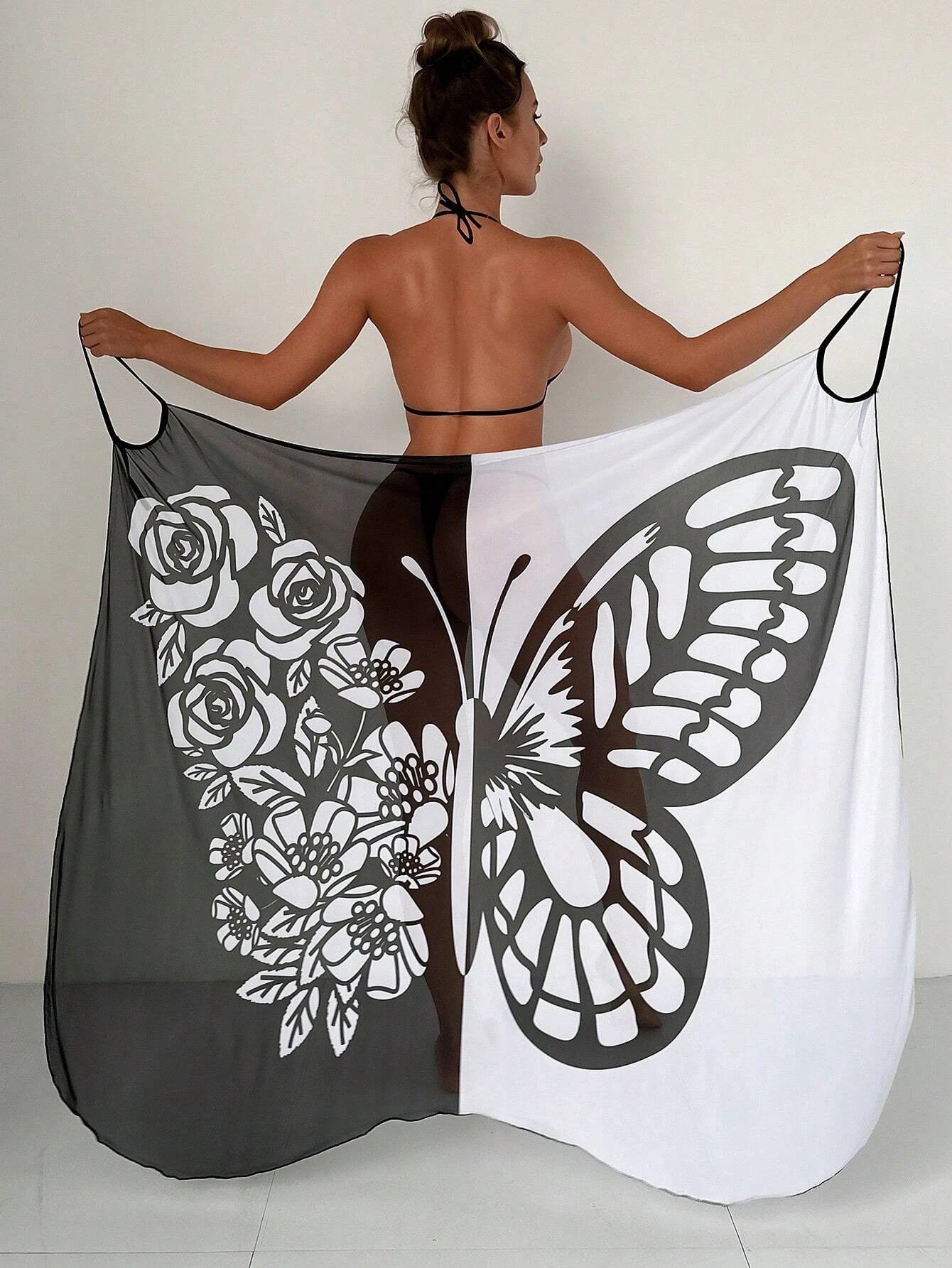 ✨【Nuevo producto con descuento】🦋🦋Nuevo traje de baño playero de gasa con estampado de mariposas para mujer 2025